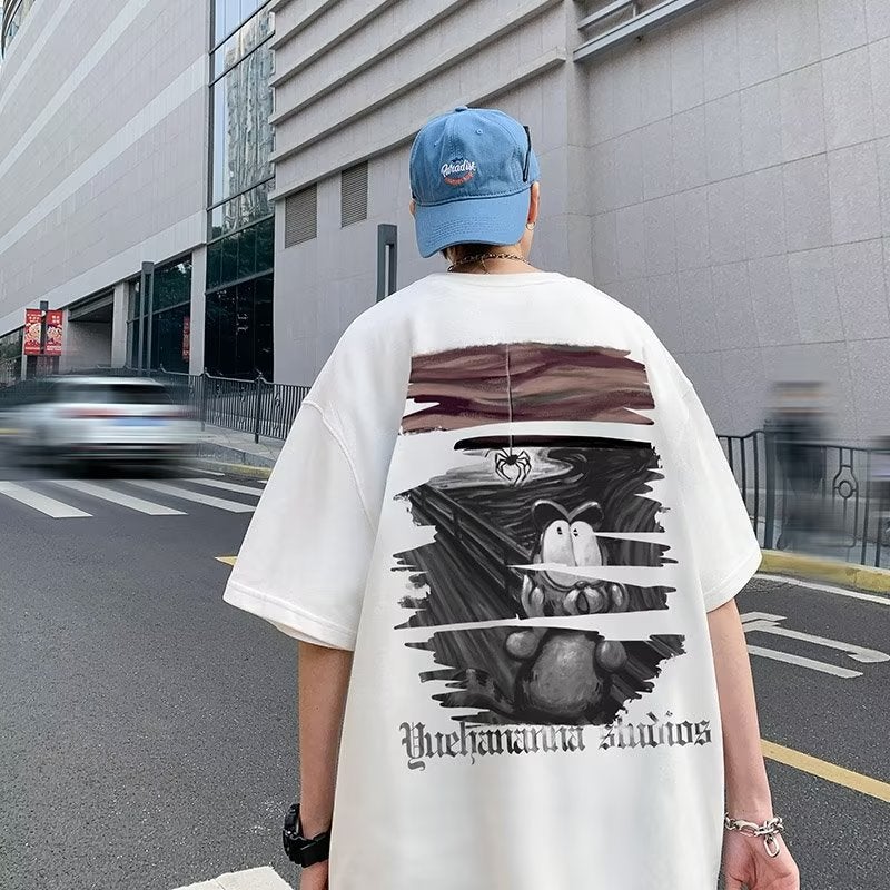 Heavy Short-Sleeved T-Shirt Men'S Summer American Style Fashion Brand Oversize Loose All-Match Teenager Half-Sleeved T-Shirt - Image 4