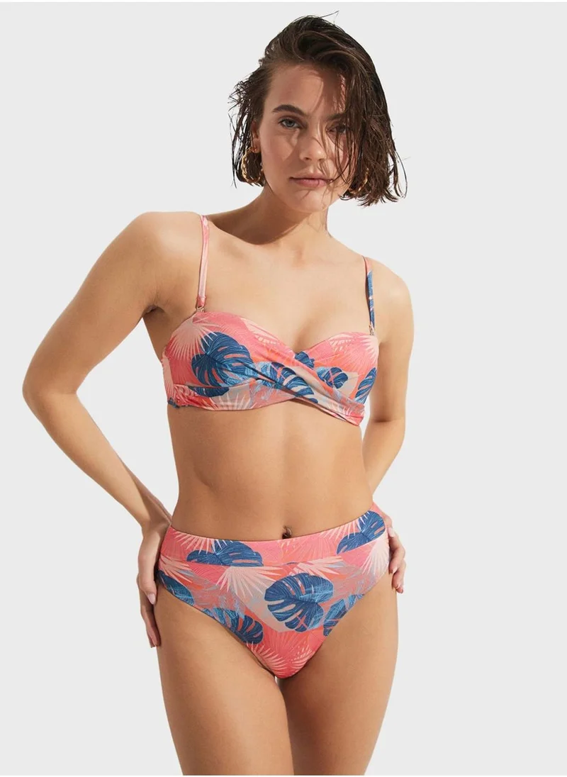 جون Floral Print Drap Detail Bikinis