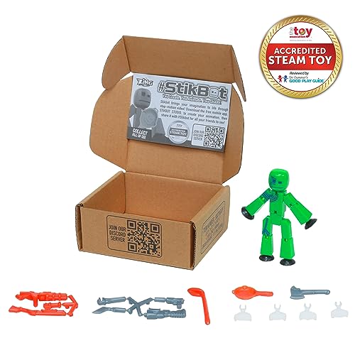 Zing StikBot Zingtannica Action Pack Collectible Action Figures and Accessories Includes 1 Stikbot 1 Set of Accessories Stop Motion Animation Ages 4 and Up Green Karmatopia - Image 5
