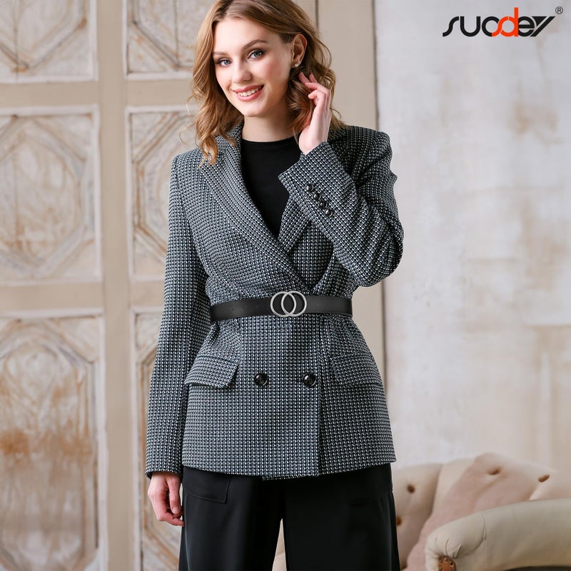 SUOSDEY Women Leather Belt Fashion Double O-Ring Soft Faux Leather Waist Belts For Jeans Dress - Image 3