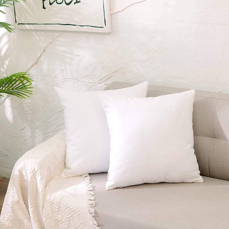 Linenovation Microfiber Polyester Cushion with Filler White 24x24 Inch Set of 2