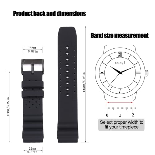 MCXGL 22mm Silicone Watch Band Compatible with Citizen Hyper Aqualand Duplex Promaster Men's Sport Waterproof Dive Strap Bracelet Watch Accessories (Black buckle) - Image 2