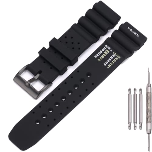 MCXGL 22mm Silicone Watch Band Compatible with Citizen Hyper Aqualand Duplex Promaster Men's Sport Waterproof Dive Strap Bracelet Watch Accessories (Black buckle) - Image 1