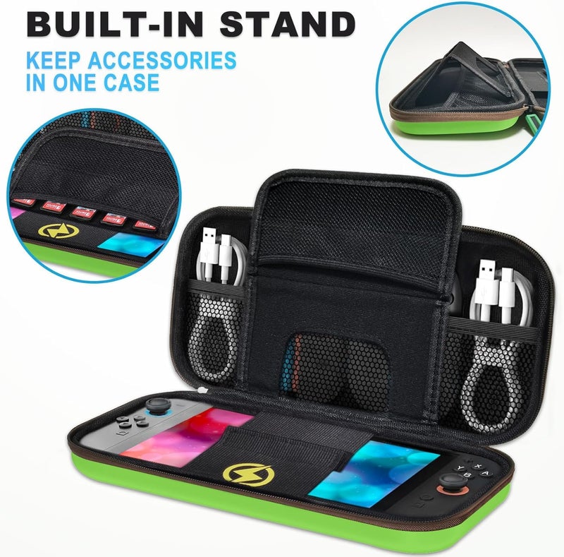 PSS Carrying Case Compatible with Nintendo Switch 2(2025), Cute Portable Travel Bag with 5 Game Card Slots Inner Storage Bag for Nintendo Switch 2 Console Joy-Con & Accessories, Green - Image 2