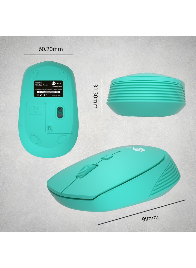 lecoo - Lenovo WS202 Wireless 1200DPI 4-Button Optical Mouse Turquoise - Image 1