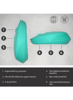 lecoo Lenovo WS202 Wireless 1200DPI 4-Button Optical Mouse Turquoise  - Image 4