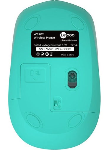 lecoo - Lenovo WS202 Wireless 1200DPI 4-Button Optical Mouse Turquoise - Image 1