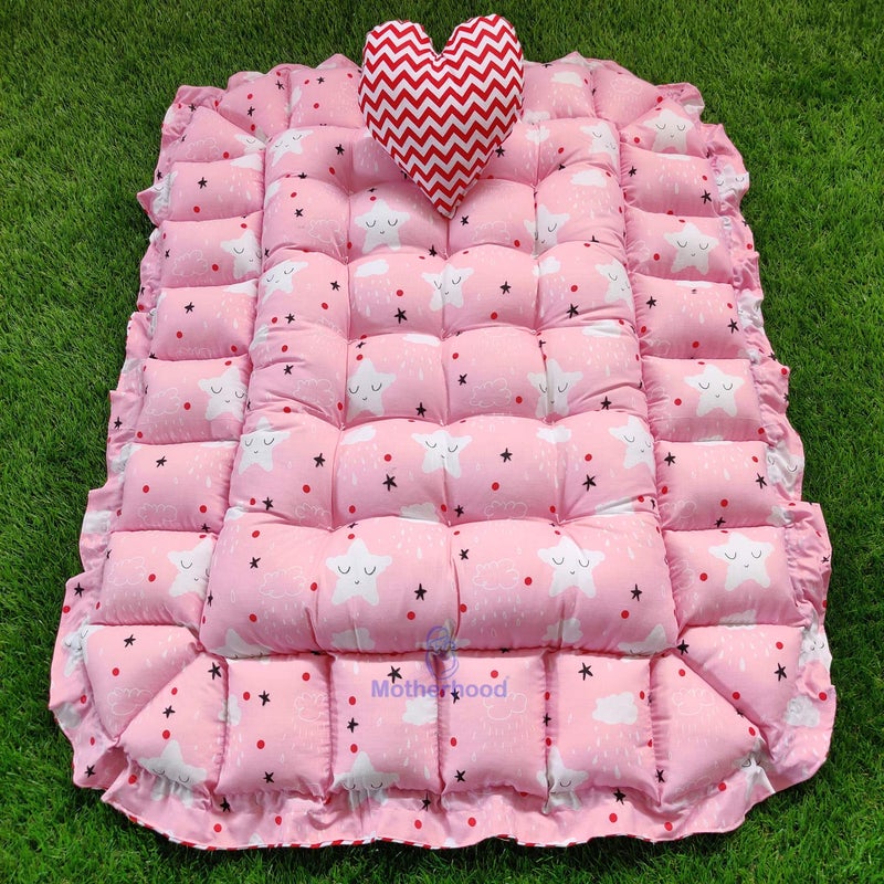 MOTHERHOOD MOTHERHOOD Rectangle Baby Tub Bed 1 Pc Pillow Luxury Mattress Sleeper Bedding Set coSleeper Safe Cotton Fabric with RFilled Ultra Soft Comfortable for Newborn to Toddlers Pink - Image 4