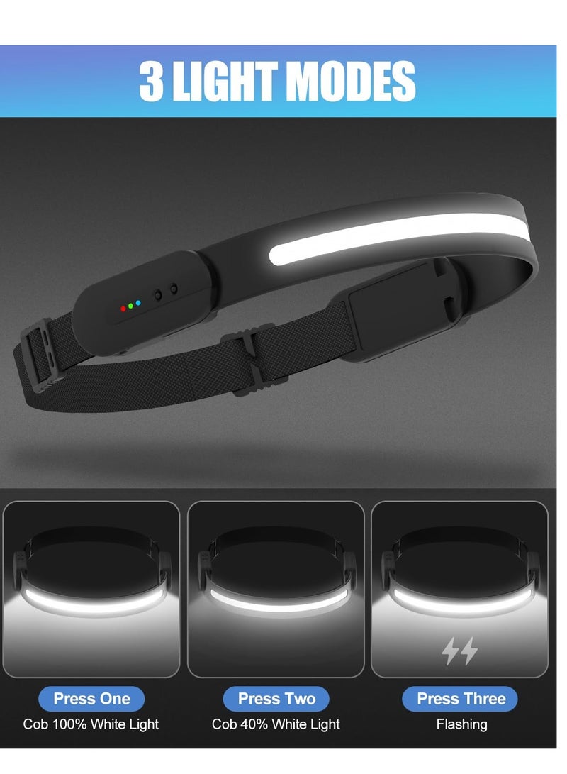 Super Bright Bluetooth LED Headlamp with 3 Modes, IPX4 Waterproof, 230° Wide Beam, Adjustable Sensor for Camping, Fishing, and Repairs - Image 2
