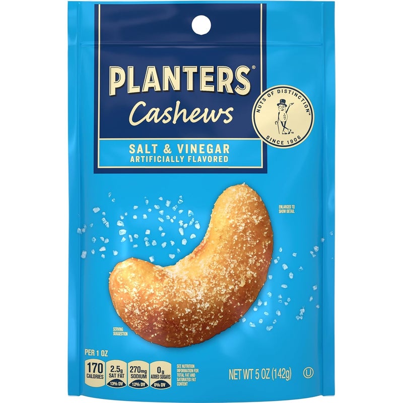 PLANTERS Cashews Salt & Vinegar - 5 Oz Bag of Flavorful Snack - Image 1