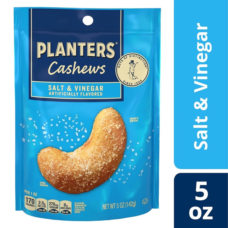 PLANTERS Cashews Salt & Vinegar - 5 Oz Bag of Flavorful Snack - Image 3