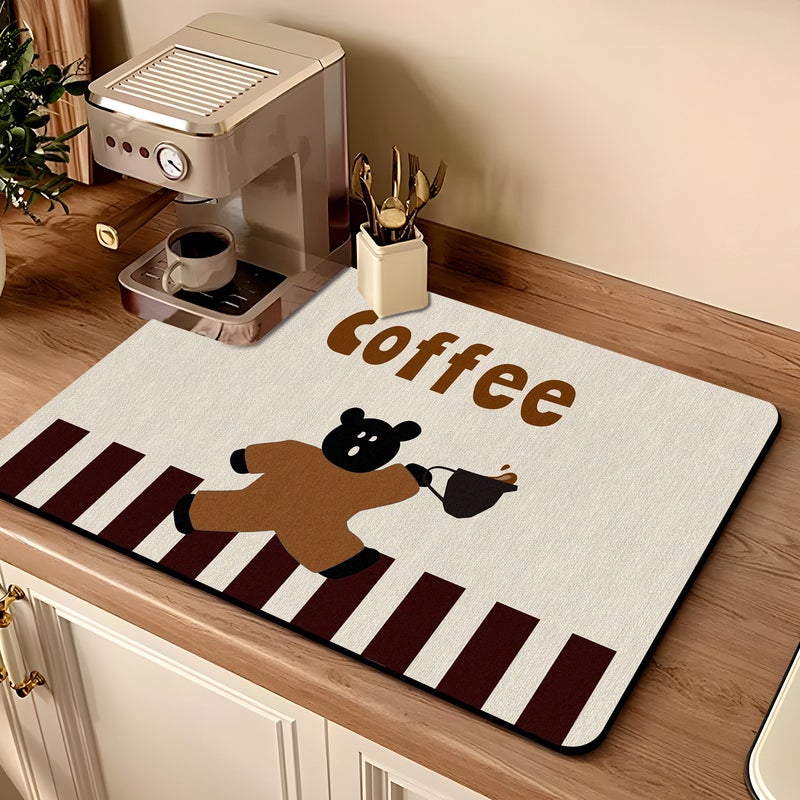 Cartoon ins coffee machine diatom mud drain mat kitchen dish absorbent placemat bar heat insulation coaster for wholesale - Image 1