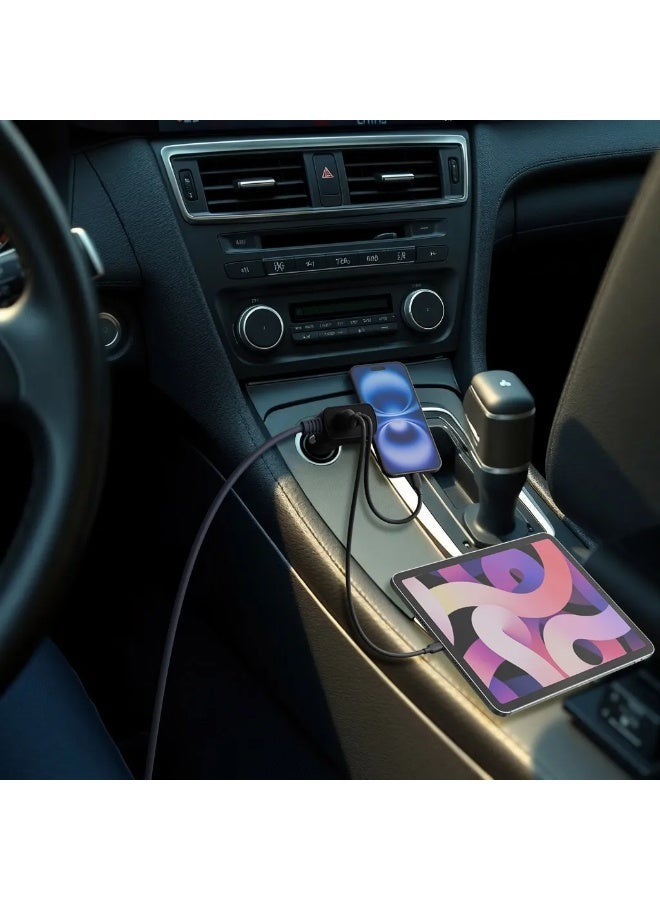 porodo Starlink Mini DC Plug Car Charger / Dual-Port Fast Charging / 3m Cable / Integrated Safety Features / Universal Compatibility - Grey - Image 2