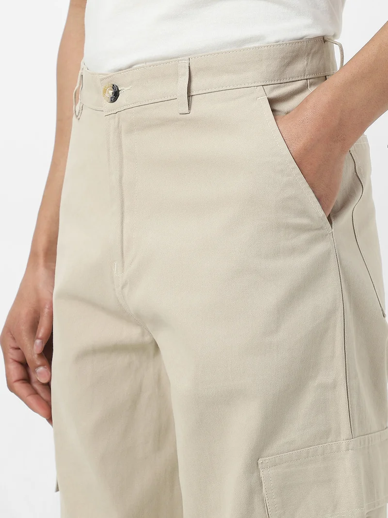 Urbano Fashion  Urbano Fashion Men's Cream Loose Baggy Fit Solid Cargo Chino Pant with 6 Pockets Non-Stretchable for Men | Best Price UAE