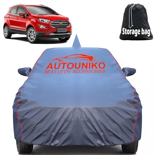 AUTOUNIKO Waterproof Car Body Cover Compatible with Ford EcoSport with Mirror and Antena Pocket and Soft Cotton Lining (Fully Bottom Elastic Triple Stitched) (Grey) - Image 1