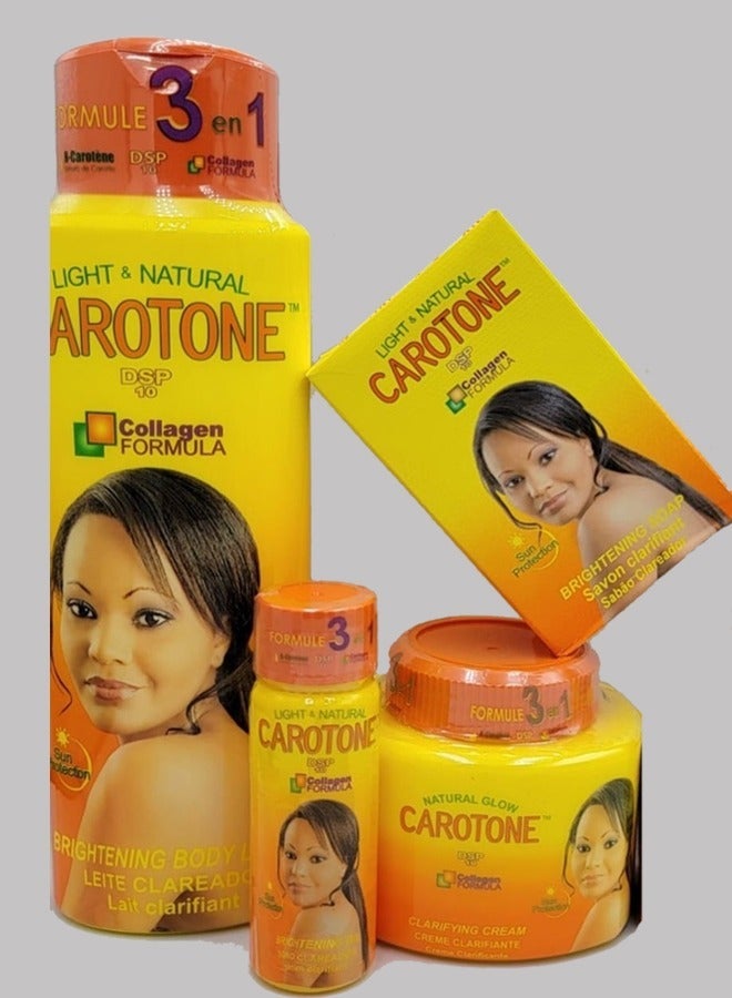 Carotone Dark Sensitive Area Whitening And Moisturizing Set Consisting Of 4 Pieces: 350ml Lotion, 135ml Cream, 65ml Serum, And 190g Soap. - Image 1