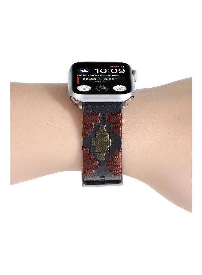 NIBEMINENT Woven Contrast Leather Strap For Apple Watch Series 1/2/3/4/5/6/7/SE 38-40-41mm Black - Image 5