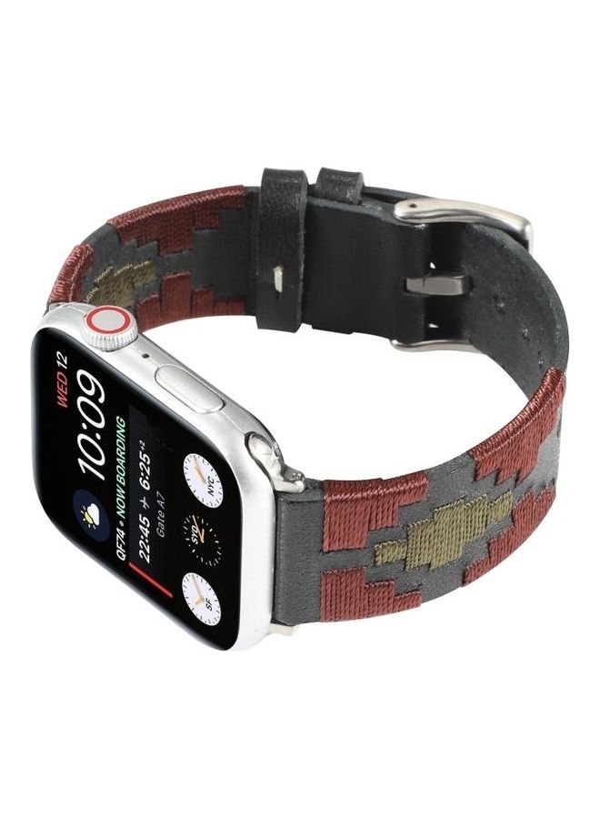 NIBEMINENT Woven Contrast Leather Strap For Apple Watch Series 1/2/3/4/5/6/7/SE 38-40-41mm Black - Image 4