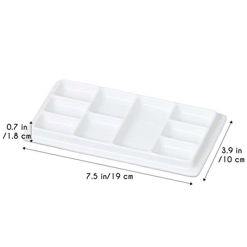 JODEVI Ceramic Watercolor Palette with Lid, 9-Well Rectangular Paint Mixing Tray for Watercolor, Gouache, Acrylic & Oil Painting, White - Image 3