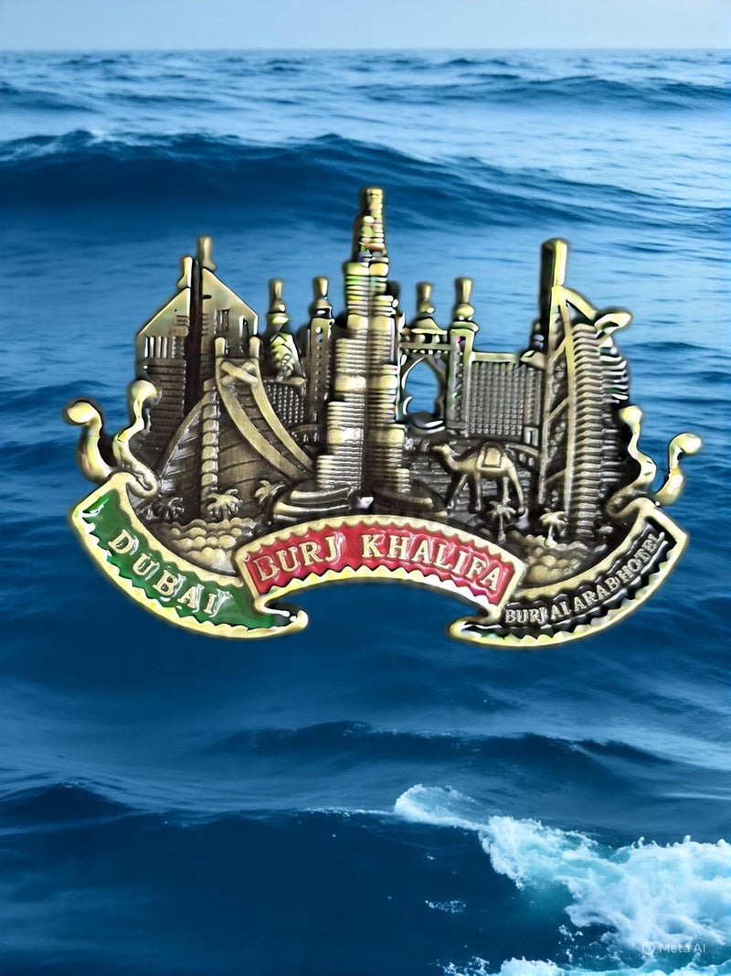 DT DECTONE Metal Fridge Magnet, Red & Green Dubai Burj Khalifa 3D Metal Magnet for Fridge, Study Table, Office Desk, Ideal Gift, Best Home Decor Item for Travel Enthusiasts 8 X 6 CM, Pack of 1 - Image 4