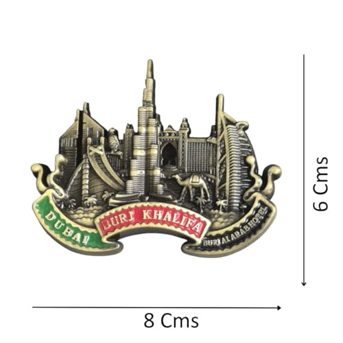 DT DECTONE Metal Fridge Magnet, Red & Green Dubai Burj Khalifa 3D Metal Magnet for Fridge, Study Table, Office Desk, Ideal Gift, Best Home Decor Item for Travel Enthusiasts 8 X 6 CM, Pack of 1 - Image 2