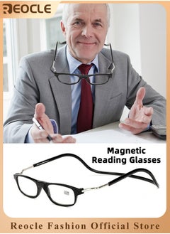 REOCLE Magnetic Reading Glasses Computer Readers with Replaceable Lens & Adjustable Temples Hanging Neck Presbyopic Glasses for Men Women  - Image 1