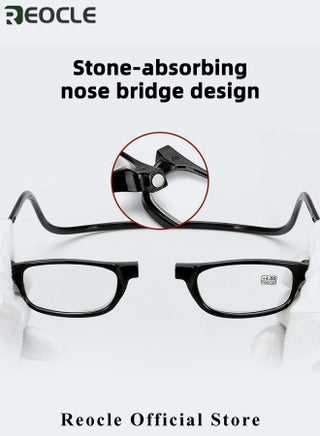 Magnetic Reading Glasses Computer Readers with Replaceable Lens & Adjustable Temples Hanging Neck Presbyopic Glasses for Men Women - view 2