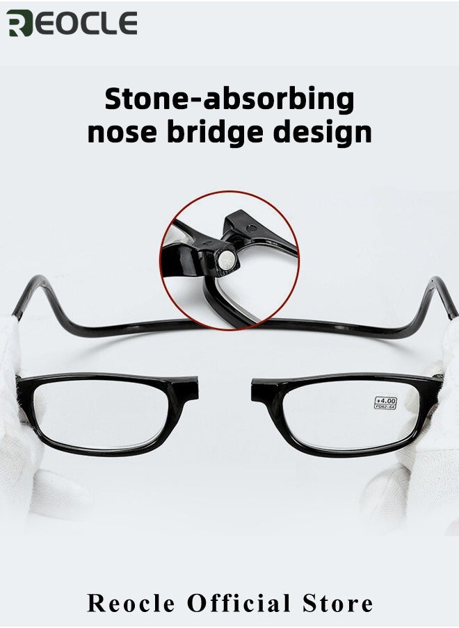 REOCLE - Magnetic Reading Glasses Computer Readers with Replaceable Lens & Adjustable Temples Hanging Neck Presbyopic Glasses for Men Women - Image 1