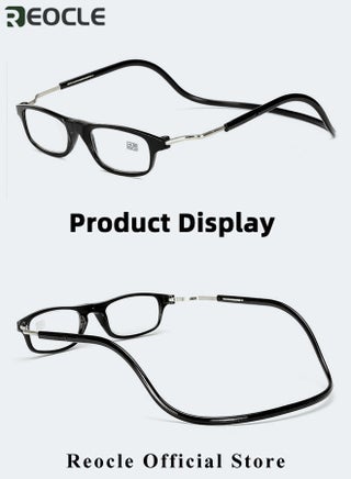 Magnetic Reading Glasses Computer Readers with Replaceable Lens & Adjustable Temples Hanging Neck Presbyopic Glasses for Men Women - view 5