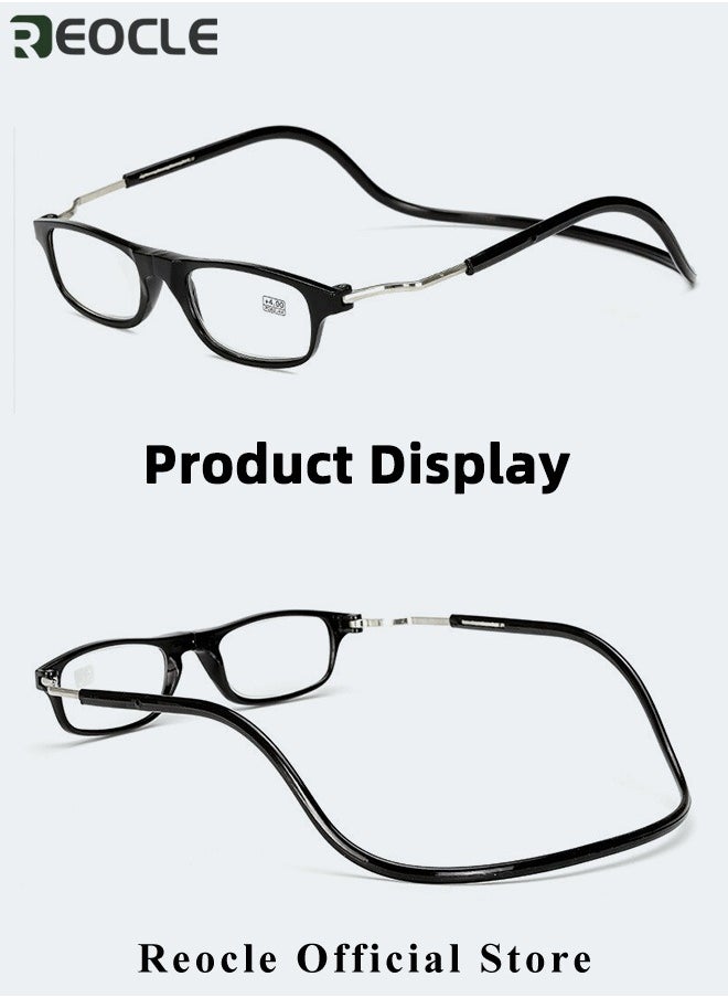 REOCLE - Magnetic Reading Glasses Computer Readers with Replaceable Lens & Adjustable Temples Hanging Neck Presbyopic Glasses for Men Women - Image 1