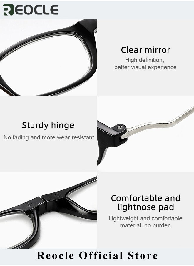 REOCLE - Magnetic Reading Glasses Computer Readers with Replaceable Lens & Adjustable Temples Hanging Neck Presbyopic Glasses for Men Women - Image 1