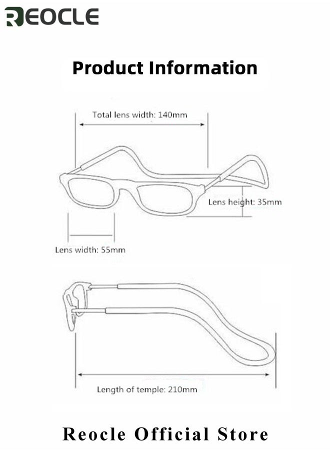 REOCLE - Magnetic Reading Glasses Computer Readers with Replaceable Lens & Adjustable Temples Hanging Neck Presbyopic Glasses for Men Women - Image 1