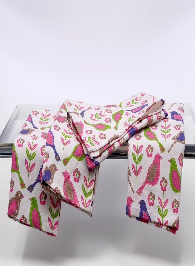 CRAZYWEAVES Premium Cotton Napkins | Bird Paradise Print - Dining & Kitchen Cloth Towels for Home and Resturant | Bird Print Cotton Towels for Kids, School Launch Towels for Daily Use - Image 3