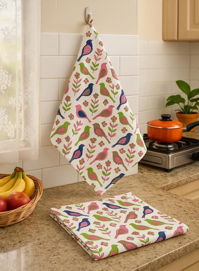 CRAZYWEAVES Premium Cotton Napkins | Bird Paradise Print - Dining & Kitchen Cloth Towels for Home and Resturant | Bird Print Cotton Towels for Kids, School Launch Towels for Daily Use - Image 5
