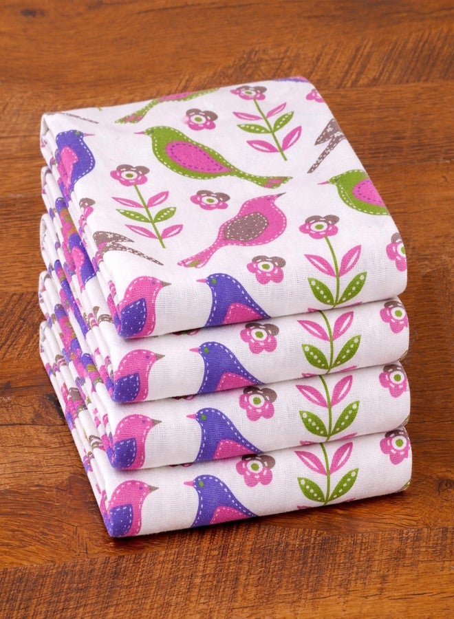 CRAZYWEAVES Premium Cotton Napkins | Bird Paradise Print - Dining & Kitchen Cloth Towels for Home and Resturant | Bird Print Cotton Towels for Kids, School Launch Towels for Daily Use - Image 1