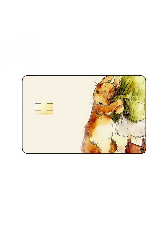 RKN PRINTED BANK CARD STICKER Cute Rabbit Drawing Holding Skirt - Image 1