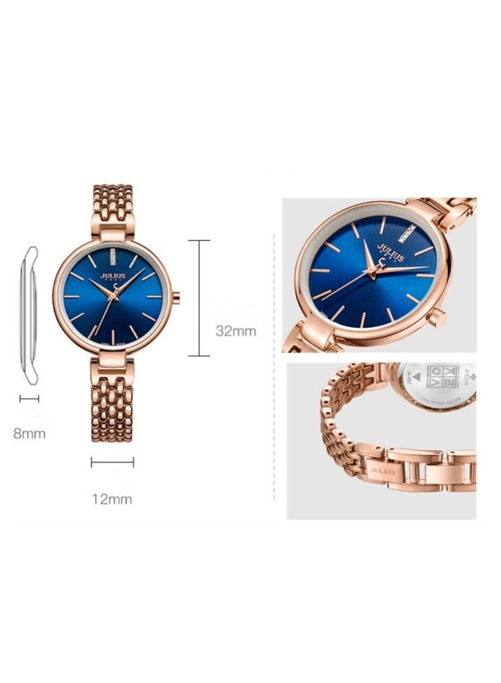 JULIUS Genuine Diamond Sunburst Simple Mirror Fashion Waterproof Bracelet Women's Watch JA-960 - Image 3