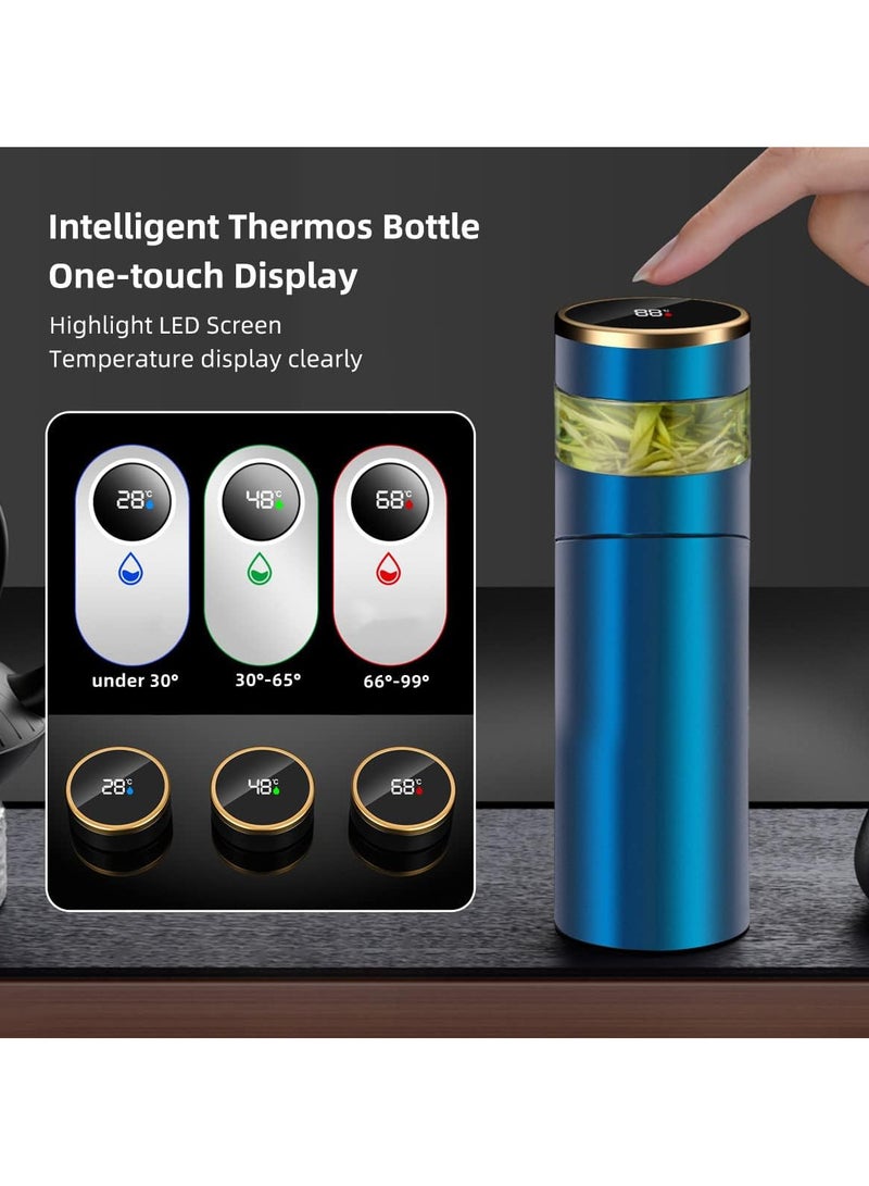 Tea Infuser Bottle - Coffee thermos - Smart Sports Water Bottle with LED Temperature Display,Double Wall Vacuum Insulated Water Bottle - Travel Tea Mug with Stainless Steel Filter (Blue) - Image 3
