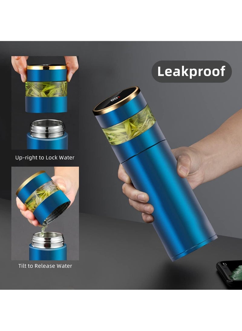 Tea Infuser Bottle - Coffee thermos - Smart Sports Water Bottle with LED Temperature Display,Double Wall Vacuum Insulated Water Bottle - Travel Tea Mug with Stainless Steel Filter (Blue) - Image 4