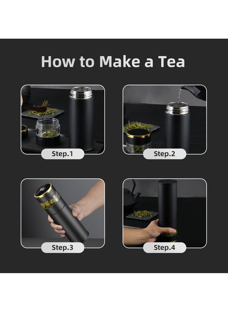 Tea Infuser Bottle - Coffee thermos - Smart Sports Water Bottle with LED Temperature Display,Double Wall Vacuum Insulated Water Bottle - Travel Tea Mug with Stainless Steel Filter (Blue) - Image 5