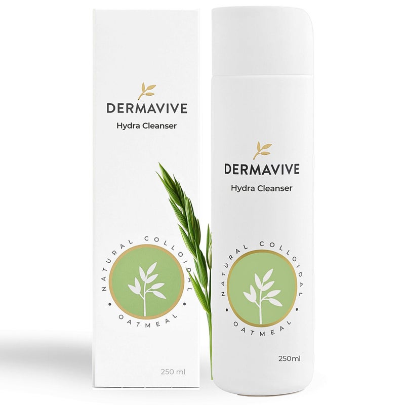 Dermavive Hydrating Facial Cleanser, Soap-Free Gentle Cleanser with Colloidal Oatmeal & Vitamin E, Soothes & Moisturizes Dry Sensitive Skin, Suitable for All Skin Types, 250ml (8.5oz) - Image 1