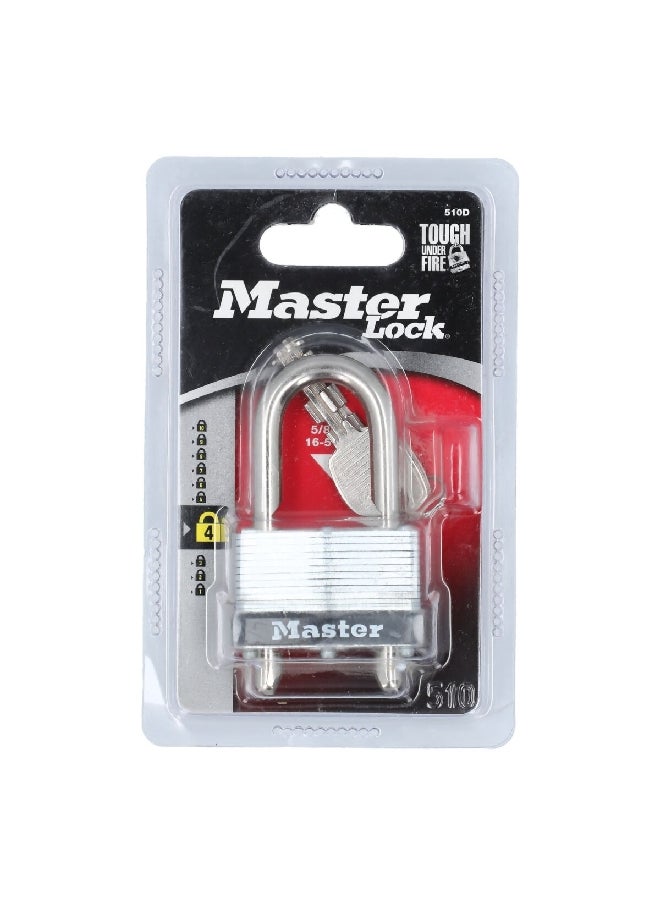 Master Lock Steel Rust-Resitant Shackle Adjustable Laminated Key Padlock Multicolour 14 x 3 x 9 cm 510D 