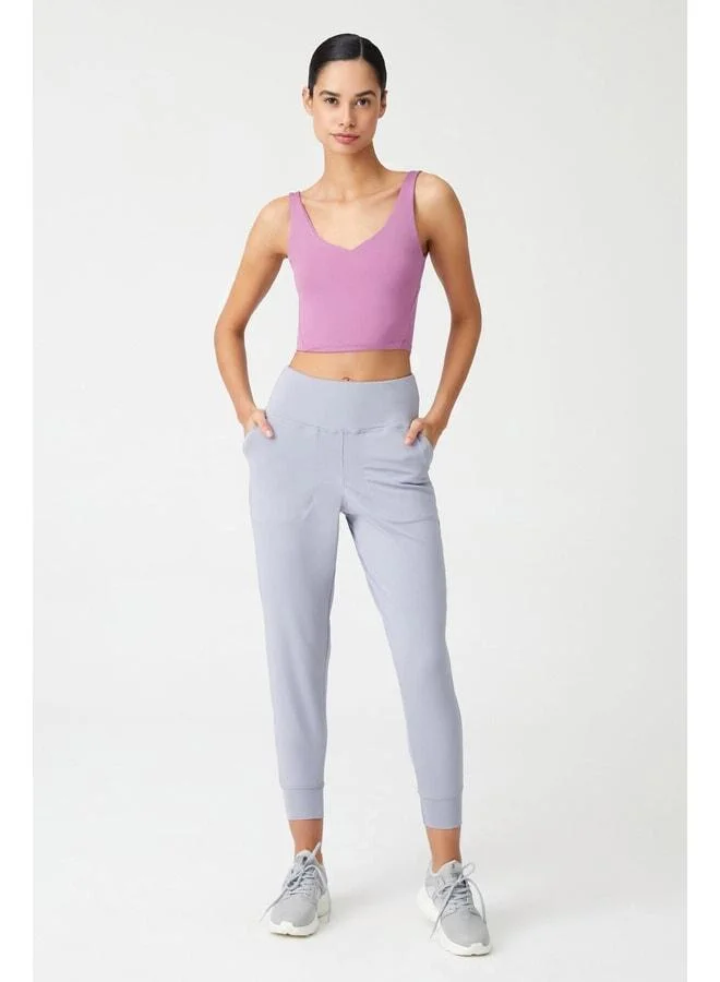 Los Ojos Women's Gray High Waist Jogger Sweatpants.