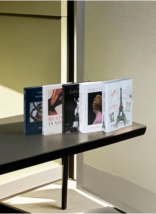 NIBEMINENT - 5 Pieces Decorative Books, Faux Books with Hidden Storage, Decorative Books for Bookshelf Coffee Table, Decorative Book Boxes, Hollow  Books for Living Room - Image 1