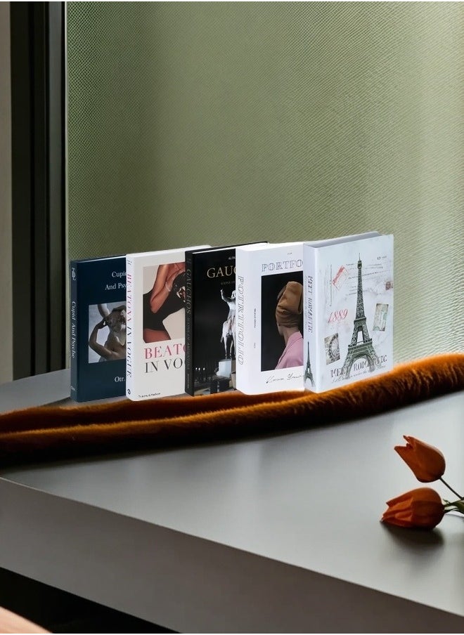 NIBEMINENT - 5 Pieces Decorative Books, Faux Books with Hidden Storage, Decorative Books for Bookshelf Coffee Table, Decorative Book Boxes, Hollow  Books for Living Room - Image 1