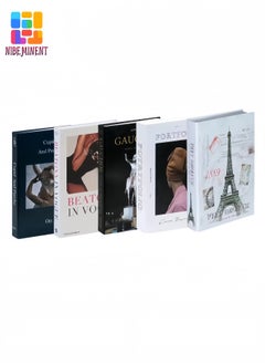 NIBEMINENT 5 Pieces Decorative Books, Faux Books with Hidden Storage, Decorative Books for Bookshelf Coffee Table, Decorative Book Boxes, Hollow  Books for Living Room  - Image 1