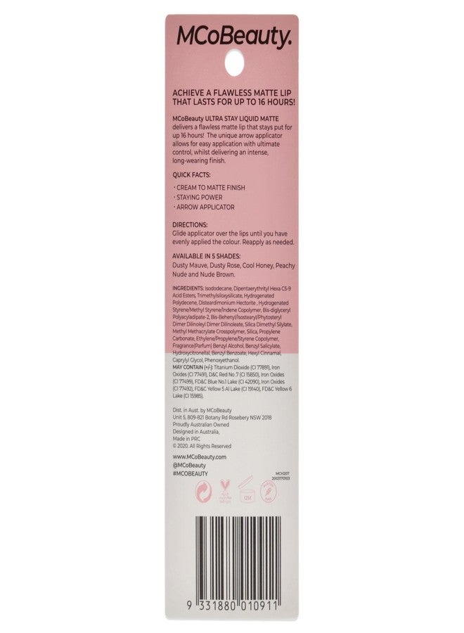 MCoBeauty Ultra Stay Matte Liquid Lipstick - Creamy Formula That Lasts Up To 16 Hours - Delivers Flawless, High-Impact Color In A Matte Finish - Unique Arrow Applicator - Dusty Mauve - 0.16 Oz - Image 2
