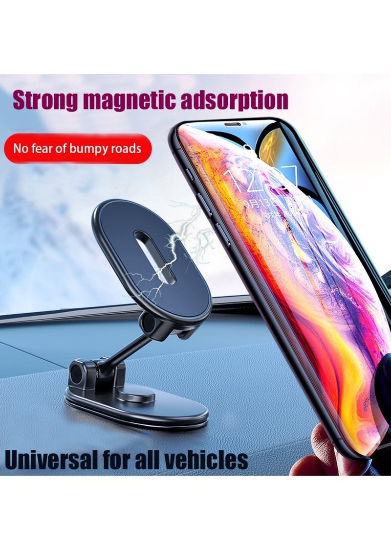 SOLARAE Phone Mount Magnetic, Alloy Folding Magnetic Phone Holder for Car, Super Strong 8 Magnet with Metal Plate Car Magnetic Phone Holder 360¬∞Rotation Universal Dashboard Phone Car Mount for All Smartphone - Image 3