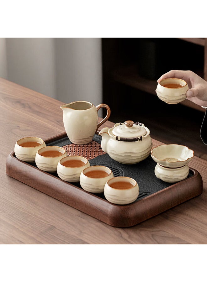 Tangfeng Ru Kiln Tea Set With Tea Tray, High-end Kung Fu Tea Set Including Gaiwan, Teapot, And Cups For Drinking And Brewing Tea - Image 1