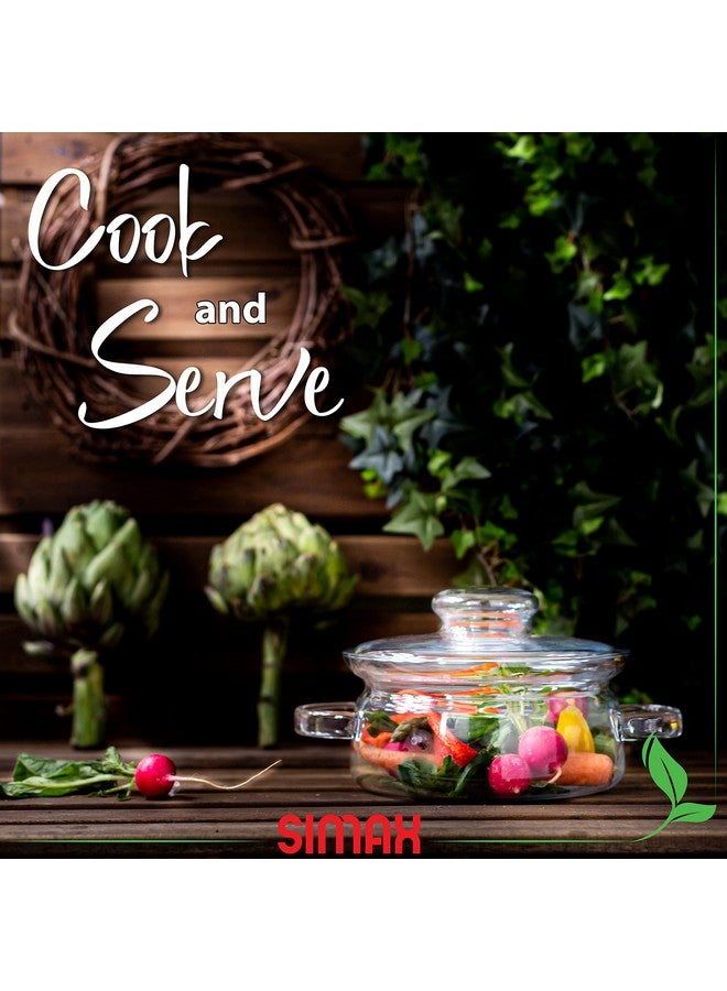 Simax Simmer Pot for Stove Potpourri, 32 Ounce Glass Pots for Cooking on Stove, Clear Pots for Cooking, Glass Cookware, Easy Grip Handles, Oven, Microwave, Stove and Dishwasher Safe Borosilicate Glass - Image 5